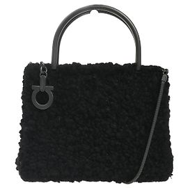 Salvatore Ferragamo Gancini Chain wool Medium Black