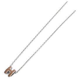 Hermès Hermes Pop H MINI Necklace Brown Silvery