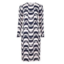 Epic Chanel 21P Ivory & Black CC Wave Silk Midi Dress FR 42 Black Cream