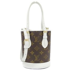 Louis Vuitton LV Match Nano Bucket Handbag Brown White