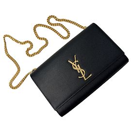 Christian Dior Sac Kate Chain en Cuir Grain De Poudre Noir Or Noir Doré