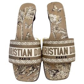 Dior Dway Slides mit 3,5cm Absatz Weiß Beige