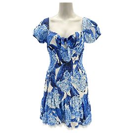 Autre Marque Robe froncée bleue et blanche Bleu