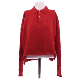Polo Ralph Lauren Polo-Pullover aus rotem, gedrehtem Strick aus Wolle und Kaschmir Rot