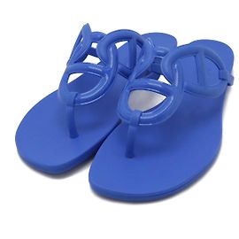 Hermès Egérie Chaine d'Ancre Rubber Thong Sandals 38 Blue