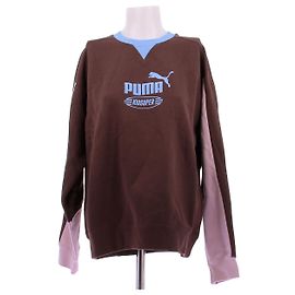 Autre Marque Suéter marrón y azul con logo Castaño