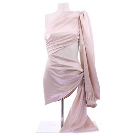 Autre Marque Robe asymétrique en satin rose clair Rose