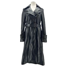Acne Schwarzer Leder-Trench Schwarz