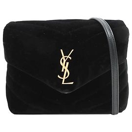 Saint Laurent Bolsa transversal de veludo preto Loulou Preto