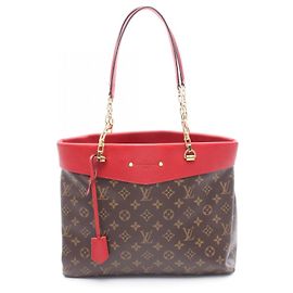 Bolsa Tote Pallas da Louis Vuitton Marrom Vermelho Monograma