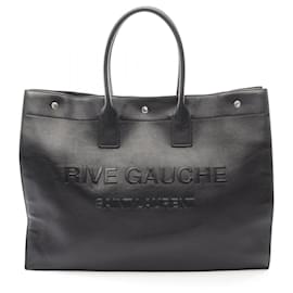 Bolsa tote de couro preto Yves Saint Laurent Preto