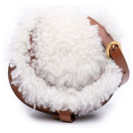 Mini bolsa Marcie em shearling e couro de bezerro Chloé Brown Outro