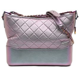 Chanel Roxo Médio Iridescente Couro de Bezerro Gabrielle Crossbody Roxo