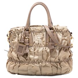Borsa Prada in tessuto gaufre marrone Marrone Beige