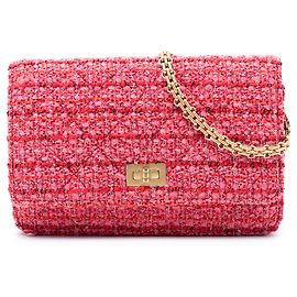 Cartera con Cadena Reissue 2.55 de Tweed Acolchado Rosa de Chanel Rosa