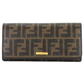 Fendi Zucca Tri-fold Long Wallet Brown Black