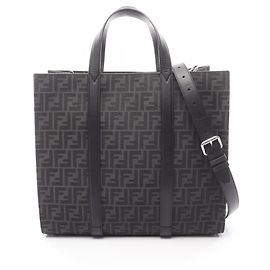 Bolsa Tote Fendi FF em Jacquard Marrom Preto
