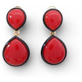 VINTAGE YVES SAINT LAURENT LARGE DROP EARRINGS Red