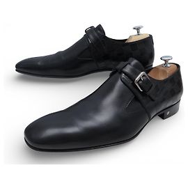 MOCASSINS LOUIS VUITTON A BOUCLE 9.5 43.5 EM COURO DAMIER Preto