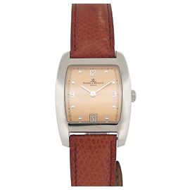 BAUME & MERCIER HAMPTON MV045147 QUARZ STAHL EIDECHSE 37 MM UHR Silber