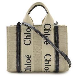 Chloé Bolsa 2 em 1 em lona e couro Chloe Woody Marrom Bege