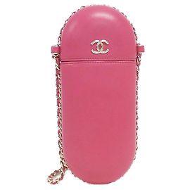 Bolso Clutch de Cadena Chanel de Piel de Cordero Rosa Otro