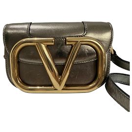 Borsa Valentino Garavani Supervee Oro in Pelle D'oro Gold hardware