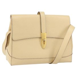 Céline Bolsa de Ombro CELINE em Couro Bege Dourado Auth bs32864 Bege Dourado