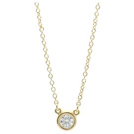 Tiffany & Co Tiffany 18K Pink Gold Diamond Pendant Necklace Golden