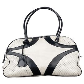 Prada SS00 Bowling Leather Shoulder Bag White