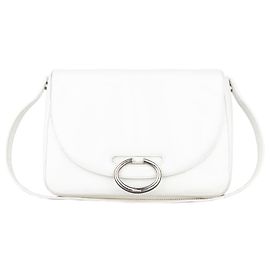 Prada 2000s Metal Ring Leather Shoulder Bag White