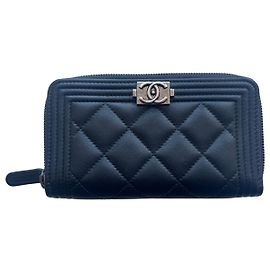 Chanel Quilted Small Boy Zip Around Black