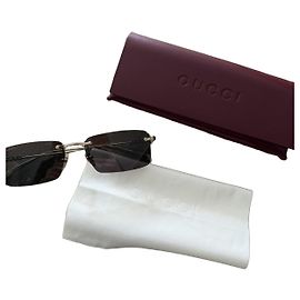 Óculos de sol retangulares Gucci Marrom Gold hardware