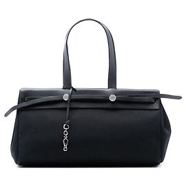 Herbag Cabas MM em lona preta e couro Vache Hunter da Hermès Preto