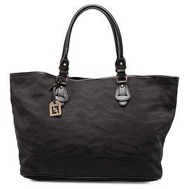 Fendi Black Canvas Tiger Print Tote Black
