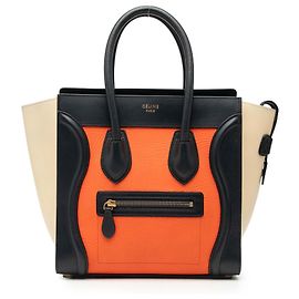 Céline Celine Laranja Micro Tricolor Bolsa de Viagem em Couro Laranja