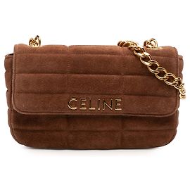 Céline Bolsa de ombro monocromática em camurça marrom Celine Marrom