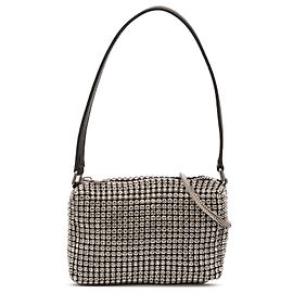 Alexander Wang Black Medium Heiress Crystal Mesh Satchel Black