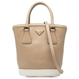 Borsa a secchiello in Saffiano marrone Prada Marrone Beige
