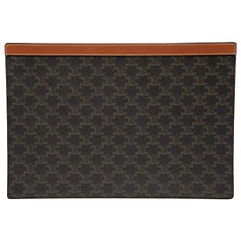 Céline Pochette en toile enduite Triomphe marron Celine Marron Marron foncé