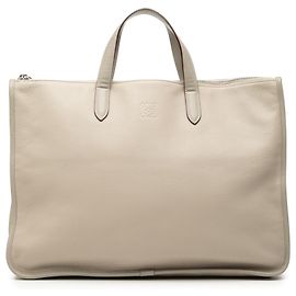 LOEWE Briefcase in pelle grigia Anagram Toledo Marrone Grigio