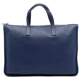 LOEWE Briefcase Toledo in pelle blu con anagramma Blu Blu scuro