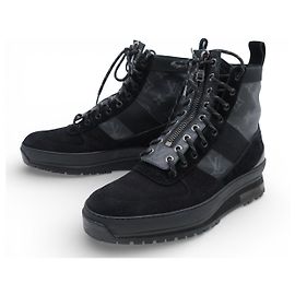 CHAUSSURES LOUIS VUITTON HARLEM ANKLE BOOTS MONOGRAM ECLIPSE 6.5 41.5 FR Noir