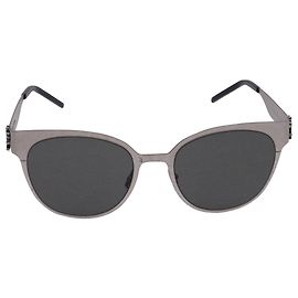 Runde ovale Sonnenbrille von Saint Laurent aus silbernem Metall Silber Metallisch