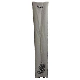 Cachecol de linho preto e branco com bordado do logotipo Alexander McQueen Branco Cru