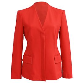 Theory Hidden-Buttoned Blazer with Pockets in Red Wool Red