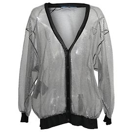 Prada Pailletten-Tüll-Cardigan aus silbernem Polyamid Silber
