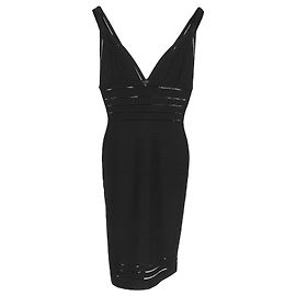 Robe Bandage à Décolleté Plongeant Herve Leger en Rayonne Noire Noir