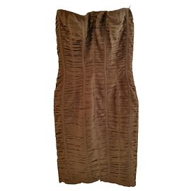 Gucci trägerloses gerafftes Kleid Braun