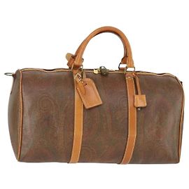 Bolsa Boston ETRO em PVC couro marrom dourado Auth 162094 Marrom Dourado